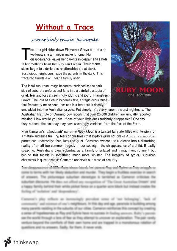 Feature Article Based of the Play 'Ruby Moon' | English - Year 11 QCE ...