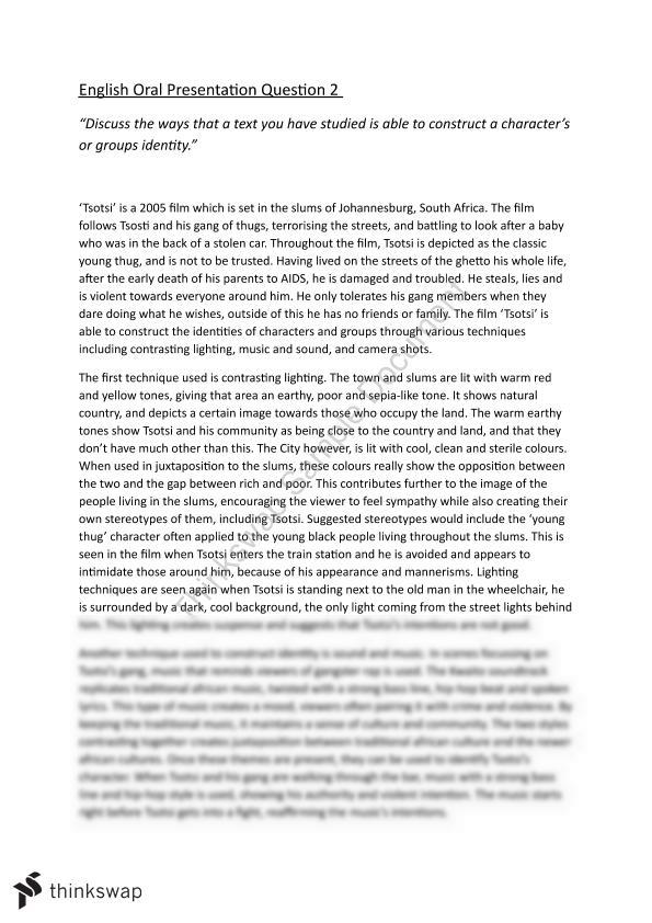 literature essay on tsotsi pdf