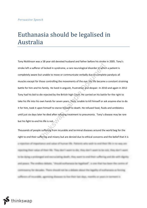 Euthanasia essay outline