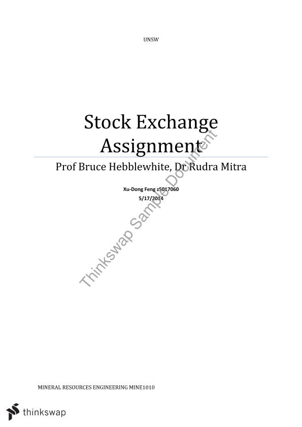 stock exchange assignment pdf