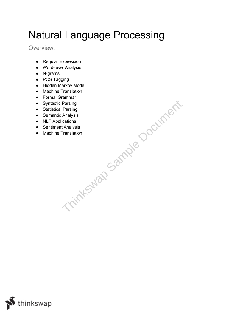 Natural Language Processing Full Condensed Study Notes CZ4045