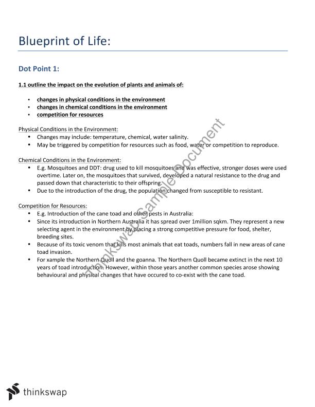 Year 12 Biology Blueprint of Life | Biology - Year 12 HSC | Thinkswap