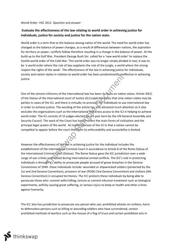 world order essay legal studies