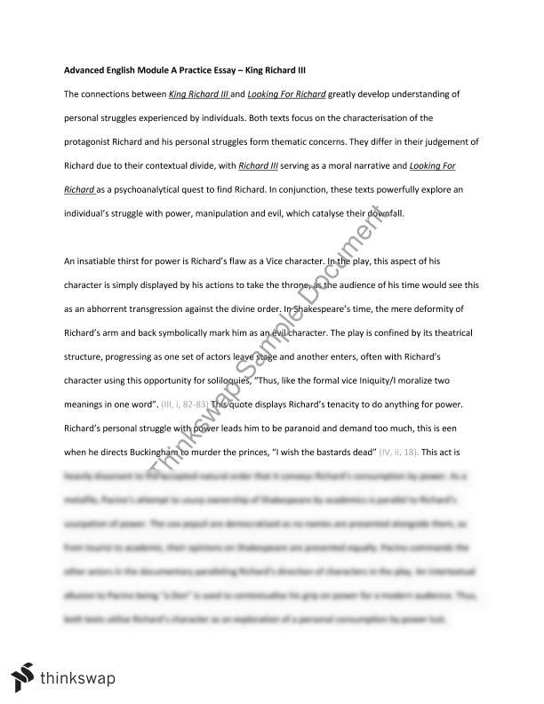 King richard iii essay topics