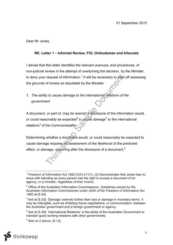 Letter of Advice Assignment | 200013 - Administrative Law ...