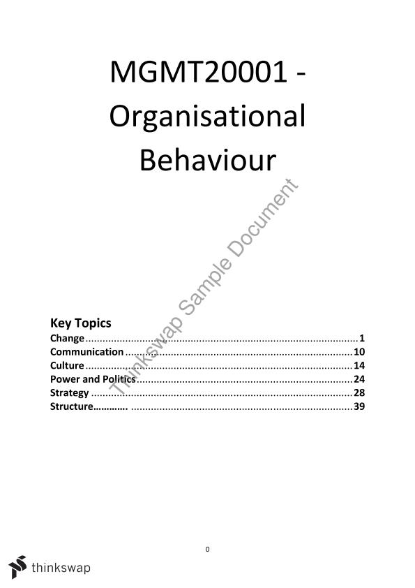Organisational Behaviour Pdf Notes