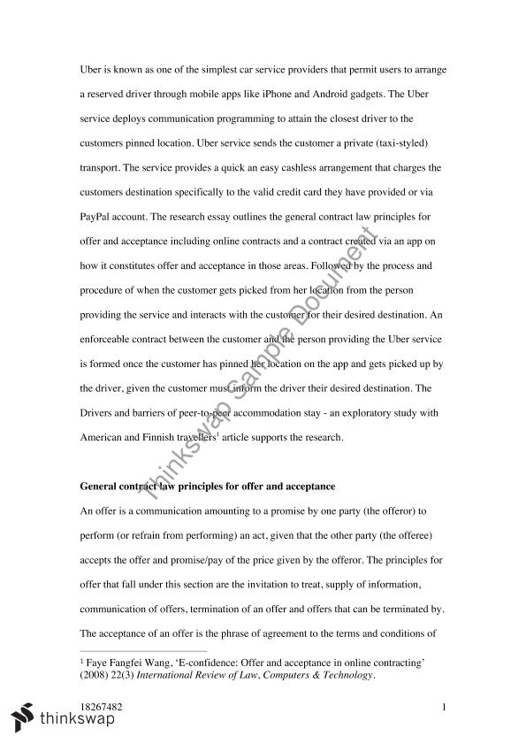 notes pdf 2 contract llb Research   Essay  LLB202 (Uber) Thinkswap Contract  Law