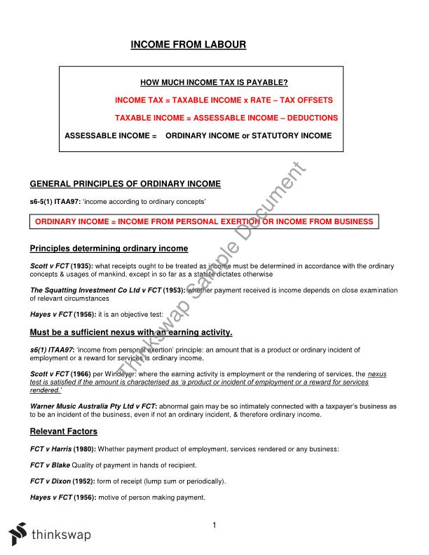 Revenue Exam Notes | 200019 - Revenue Law - WSU | Thinkswap