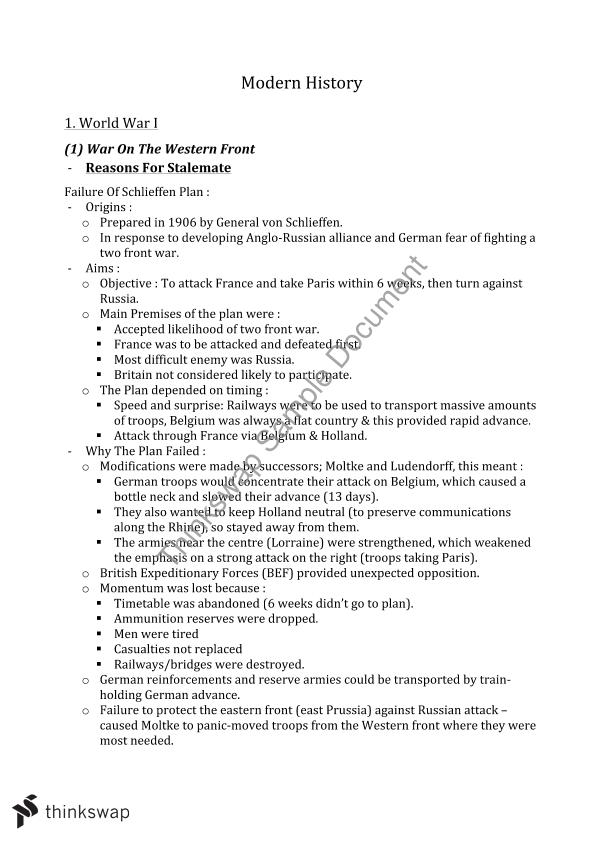 Modern History (Year 12) Complete Study Notes Modern History Year