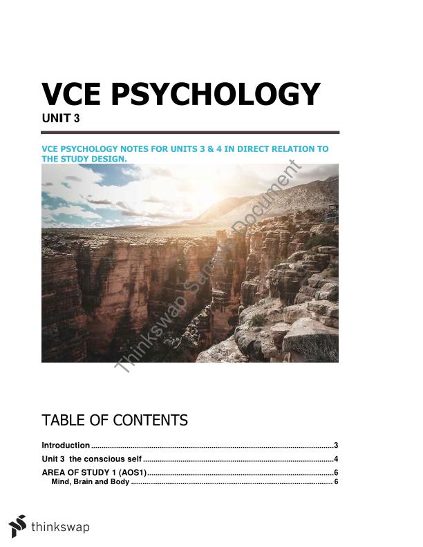 VCE Psychology unit 3 | Psychology - Year 12 VCE | Thinkswap