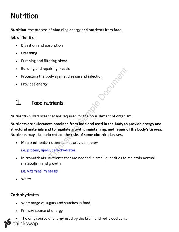 notes on food and nutrition