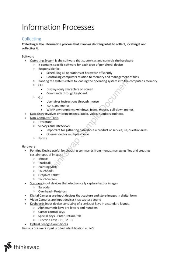 Information Processes Detailed Summary Information Processes And Technology Year 11 Hsc 9635