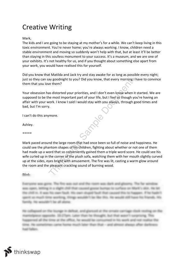 sample creative writing hsc