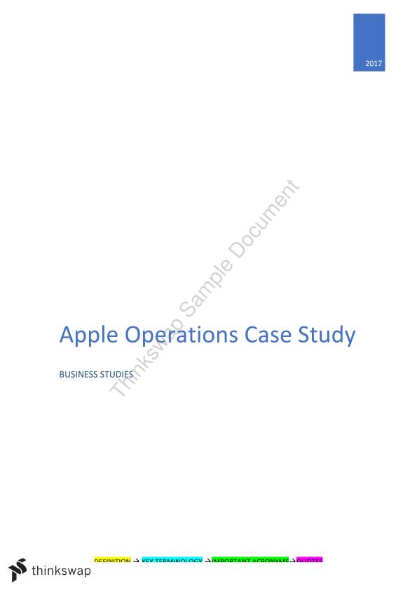 business studies operations case study