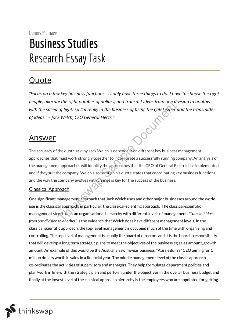 business studies essay sample