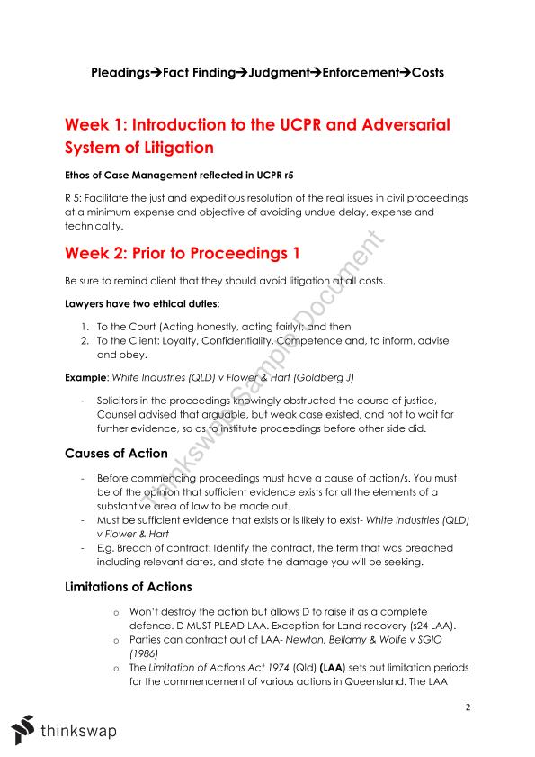 Civil Procedure Final Exam Notes | 5210LAW - Civil Procedure - Griffith Sns-Brigh10