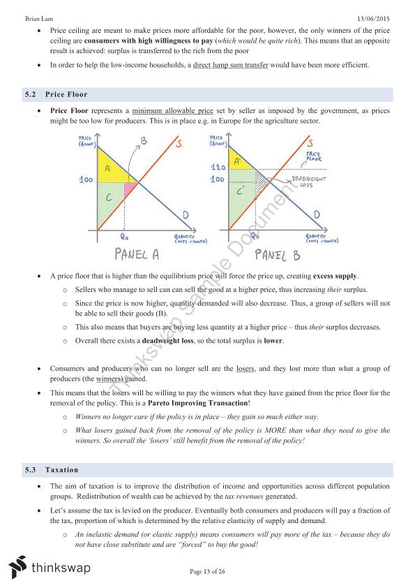 Microeconomics Econ 1101 Full Notes Econ1101