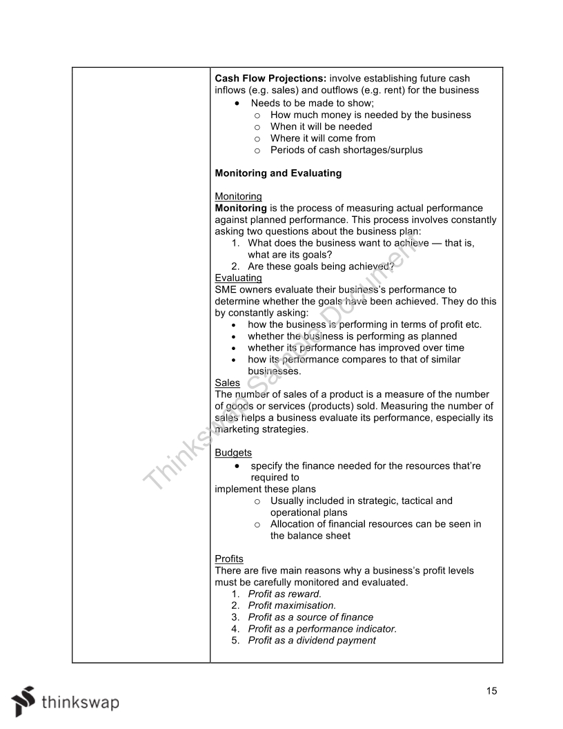 business planning chapter notes