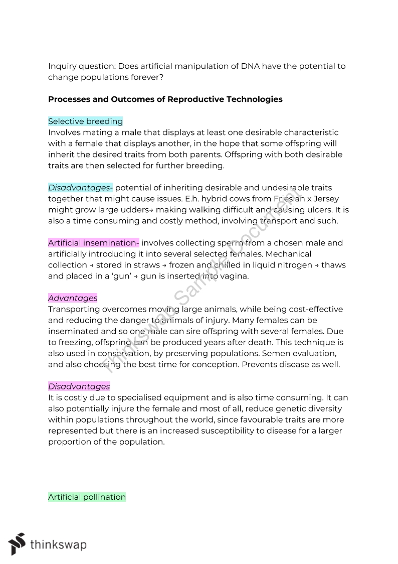 Biology Module 6 Notes | Year 12 HSC - Biology | Thinkswap