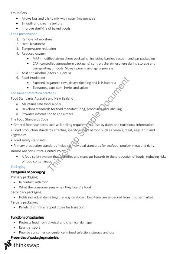 Nutrition Exam Notes | Nutrition - Year 12 SACE | Thinkswap