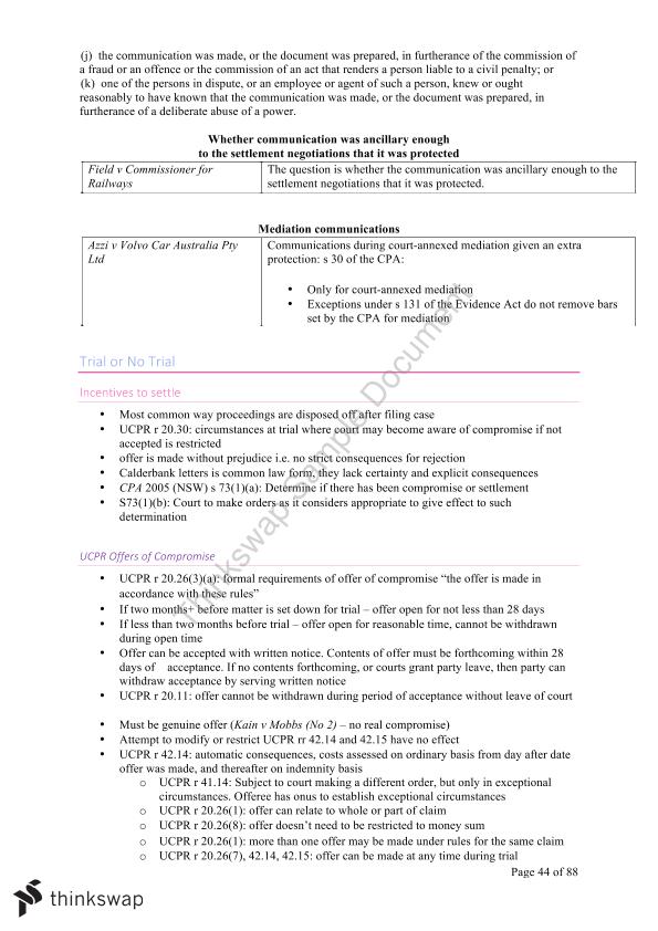 CCP Notes | LAWS1014 - Civil and Criminal Procedure - USYD | Thinkswap