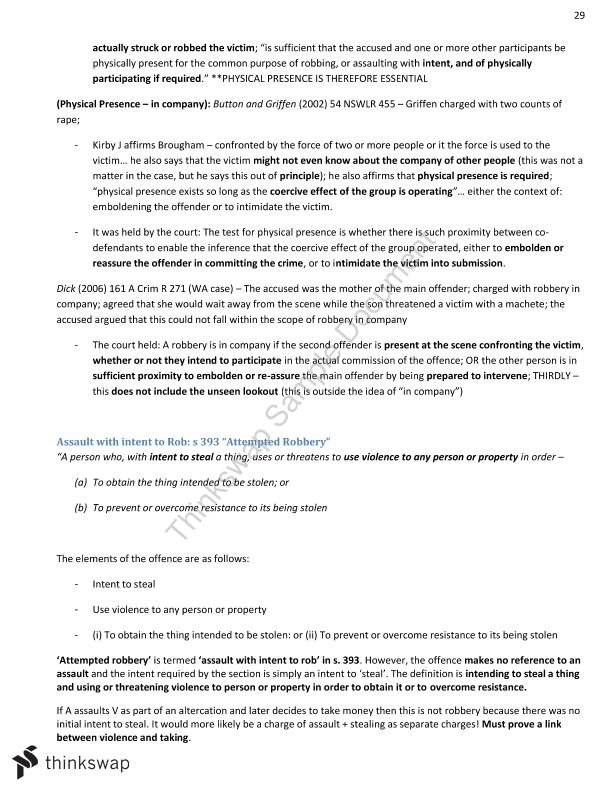 Criminal Law - Exam otes | LAWS4102 - Criminal Law - UWA | Thinkswap