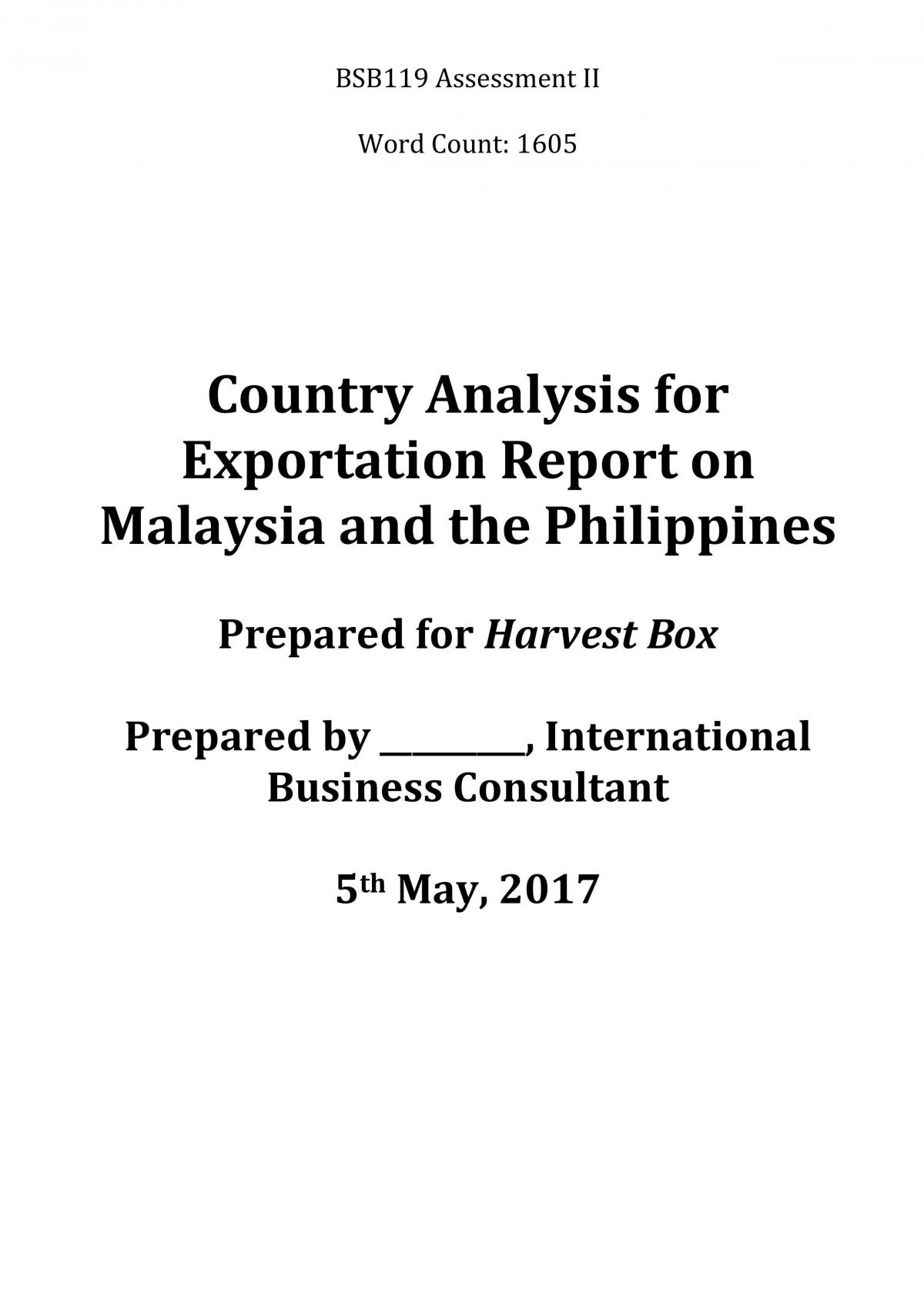 Country Analysis Report | BSB119 - Global Business - QUT | Thinkswap