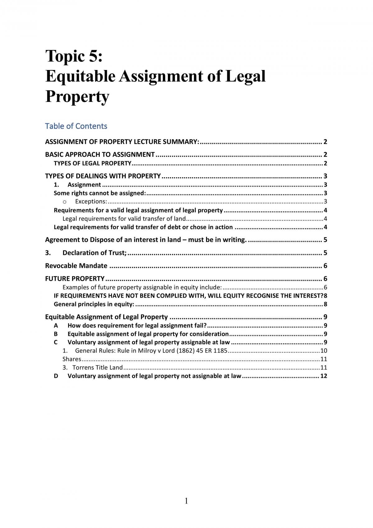 equitable assignment rent