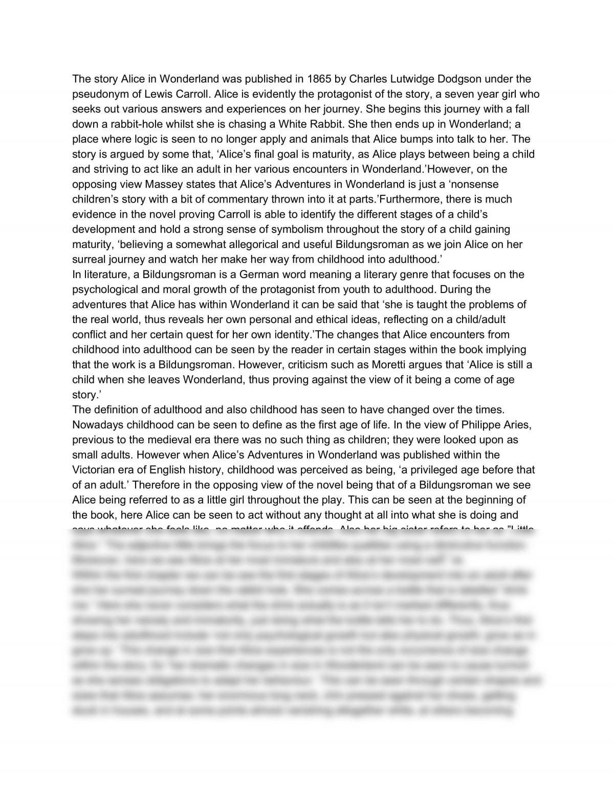 alice in wonderland movie review essay