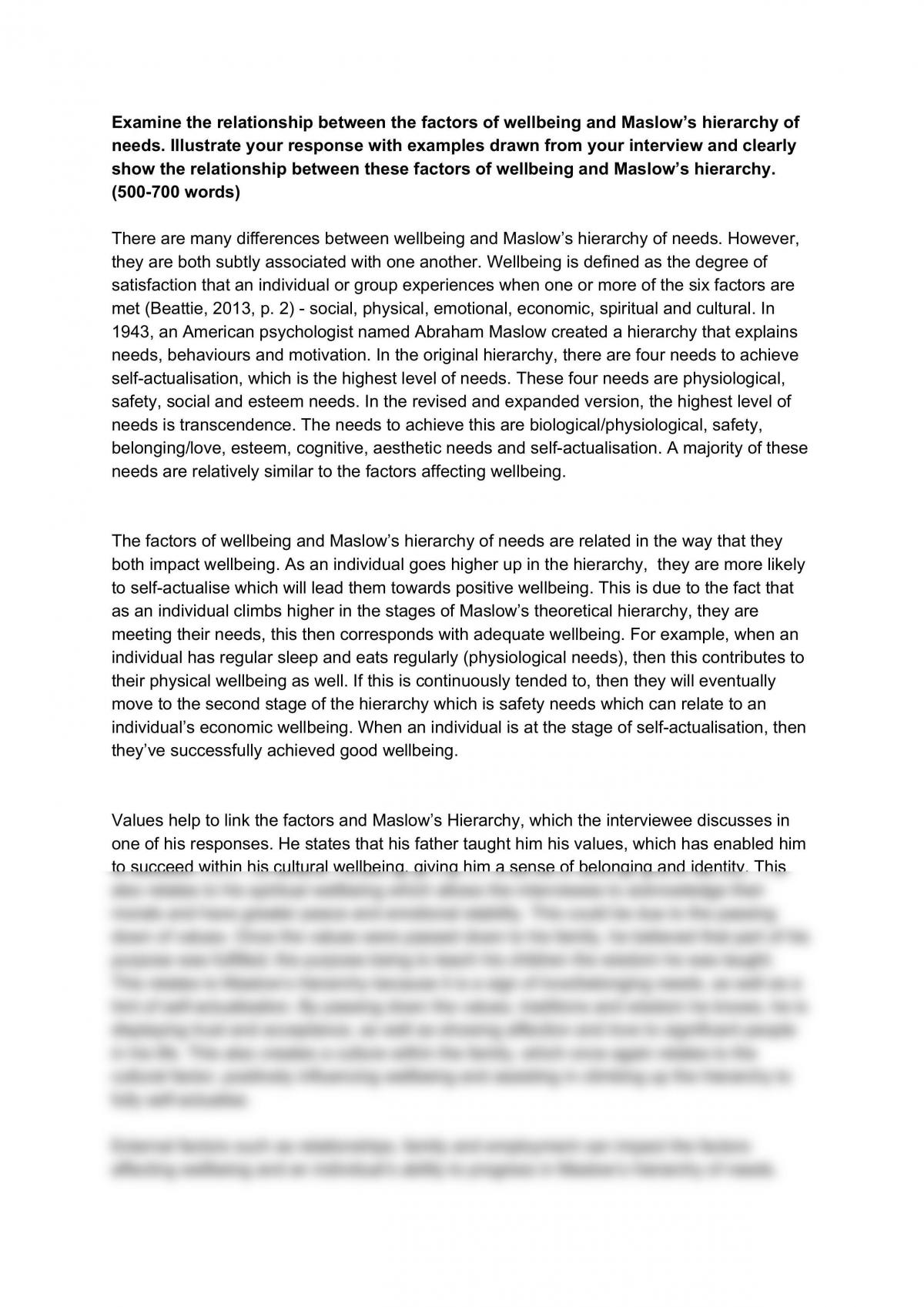 social needs essay