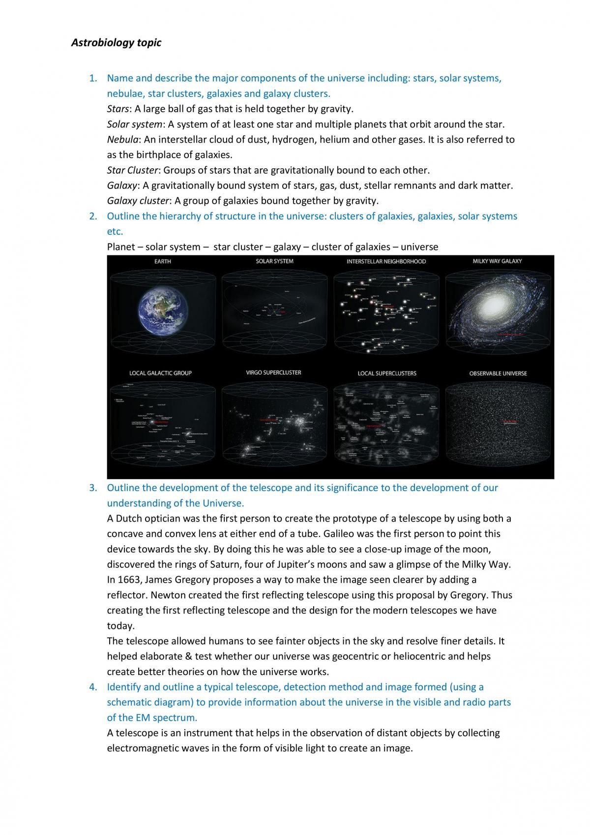 Astrobiology Topic Indicators | Biology - Year 11 HSC | Thinkswap