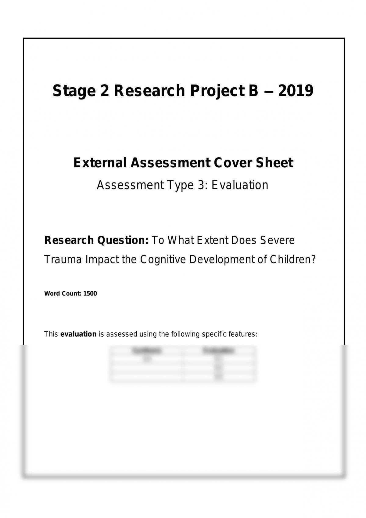 research project b evaluation