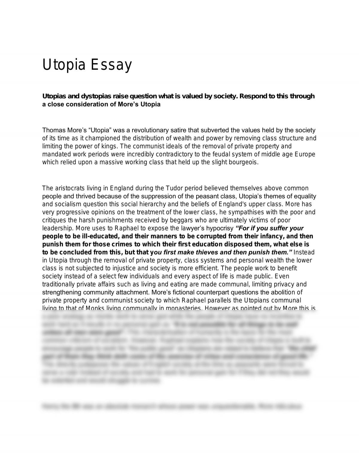 utopia analysis essay