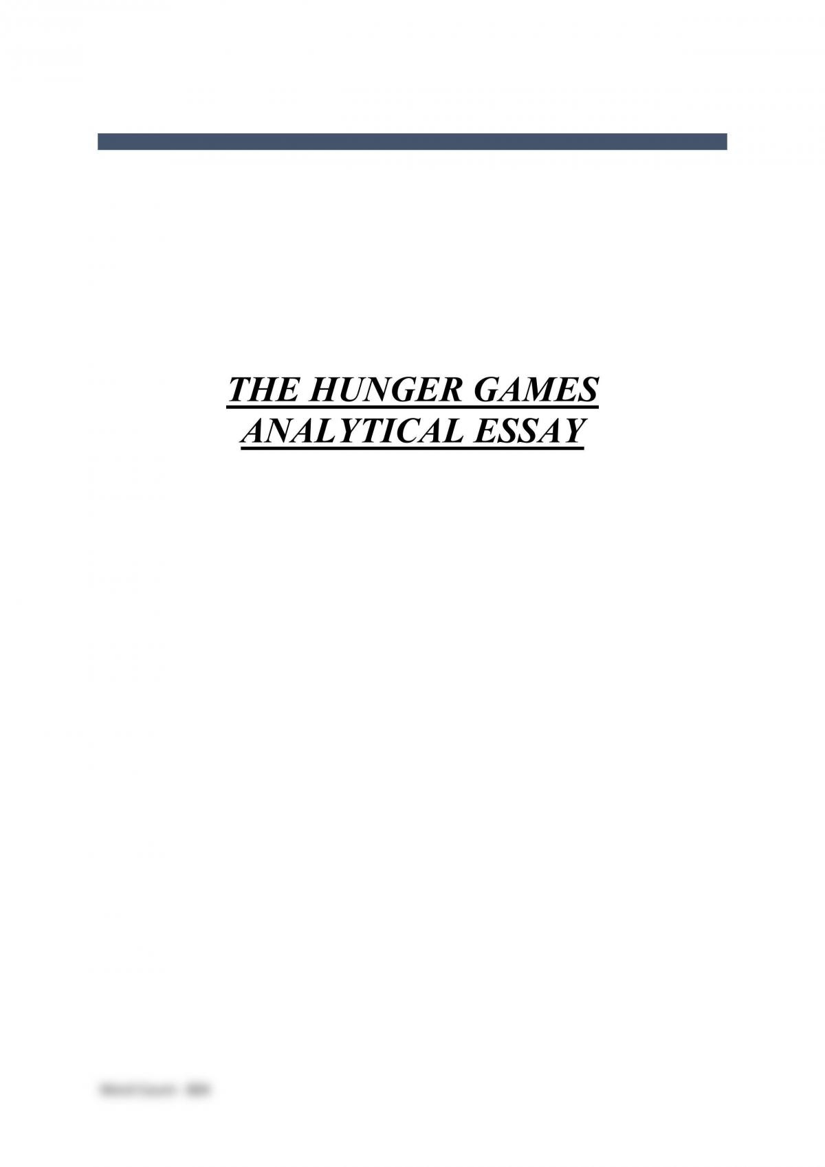 analytical essay on the hunger games