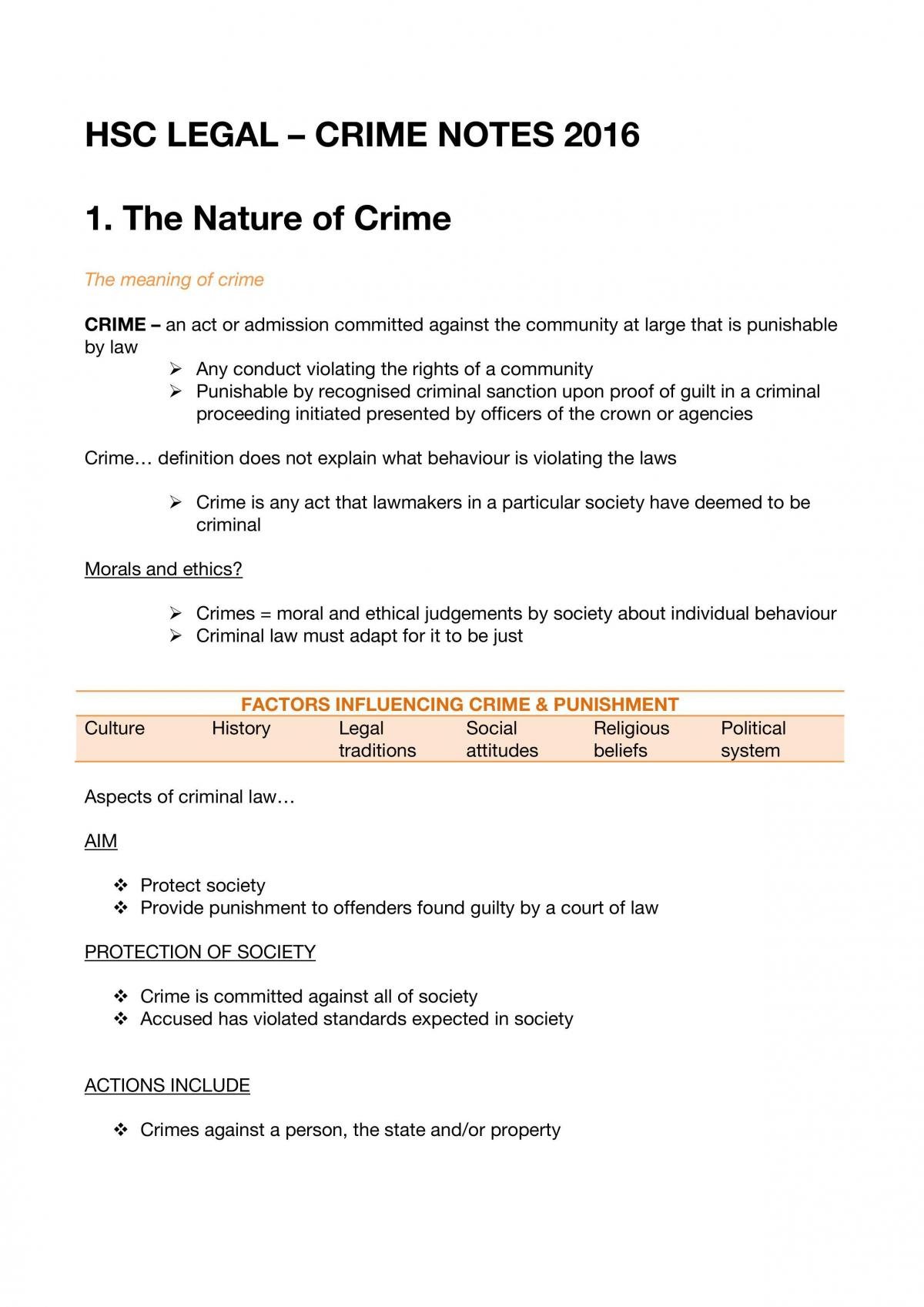 legal studies crime essays