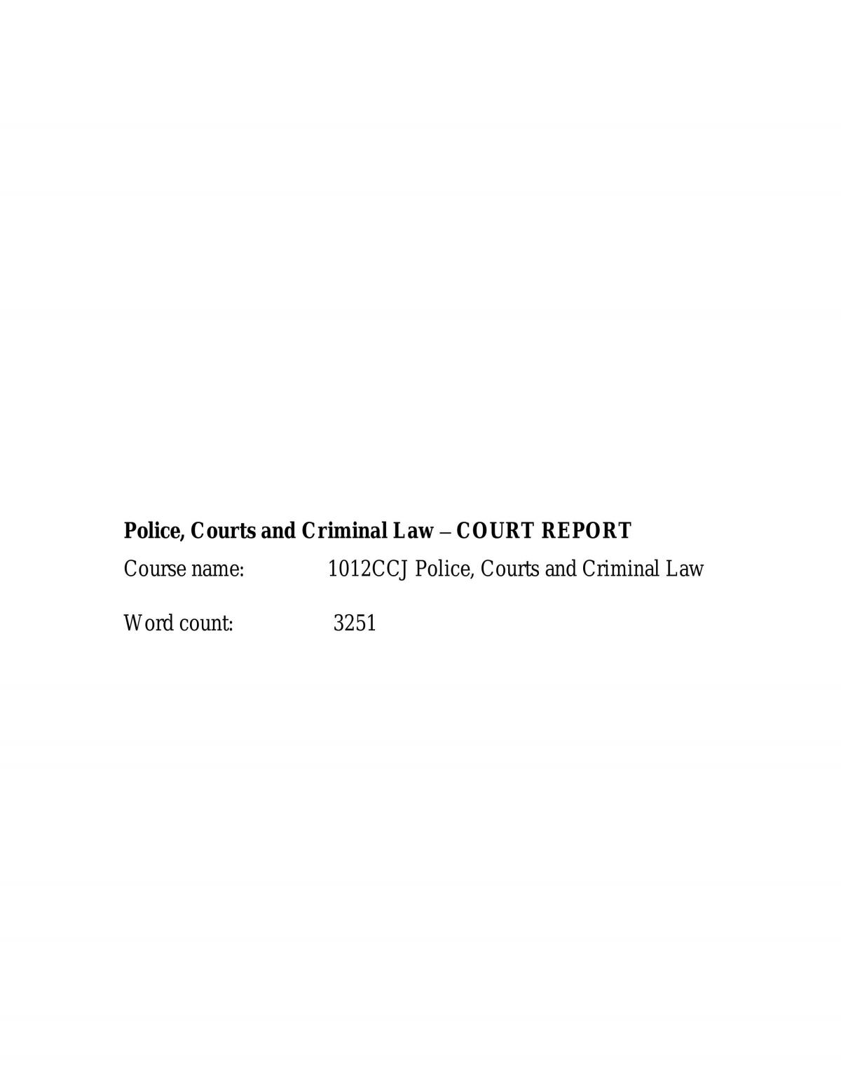 Court report questions 1012CCJ Police Courts Criminal Law
