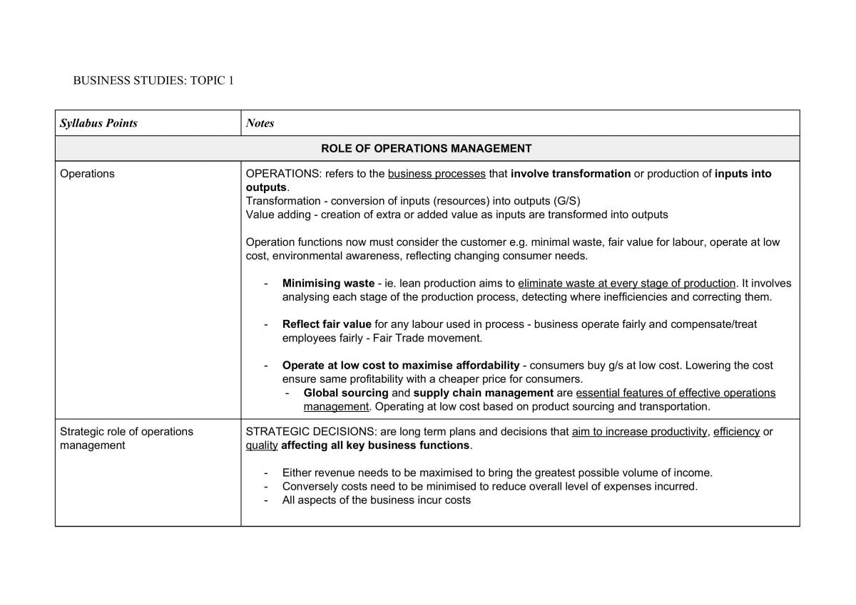 role-of-operations-management-notes-business-studies-year-12-hsc