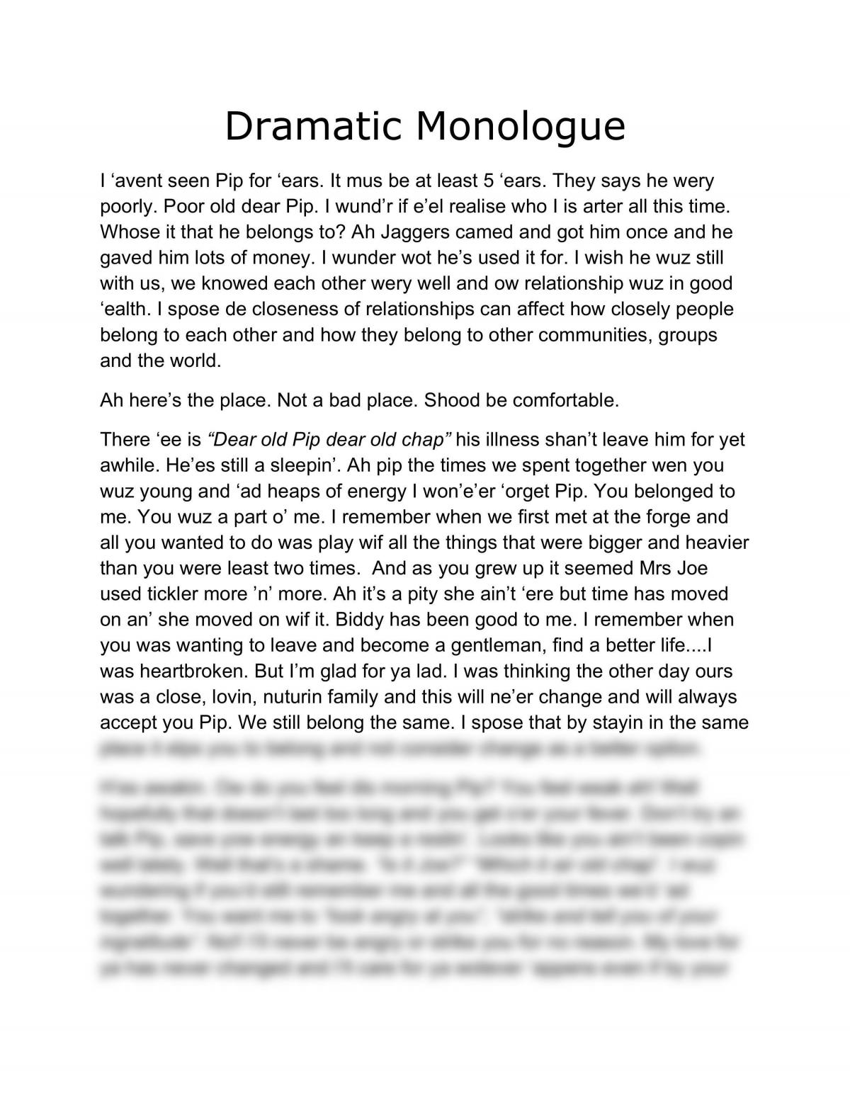 dramatic monologue in essay