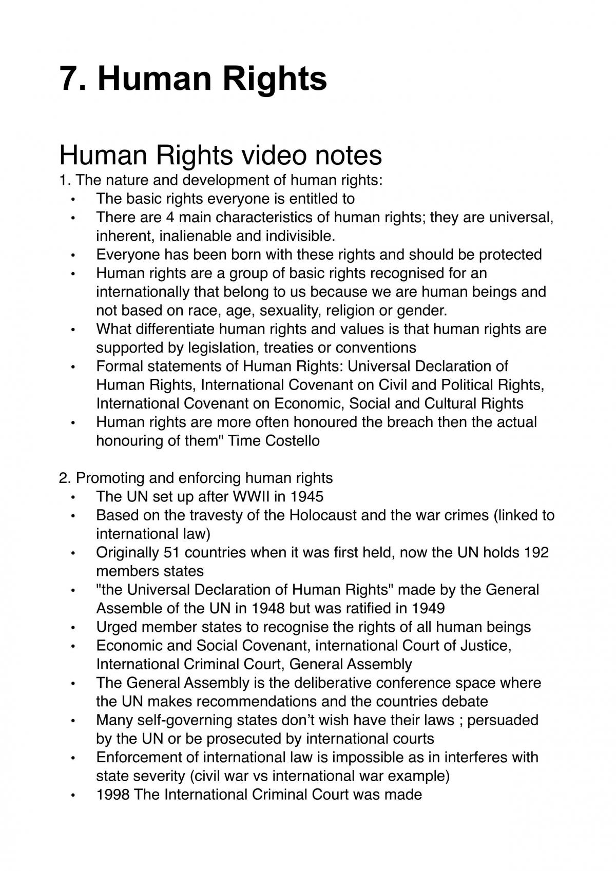 International Human Rights Law Notes