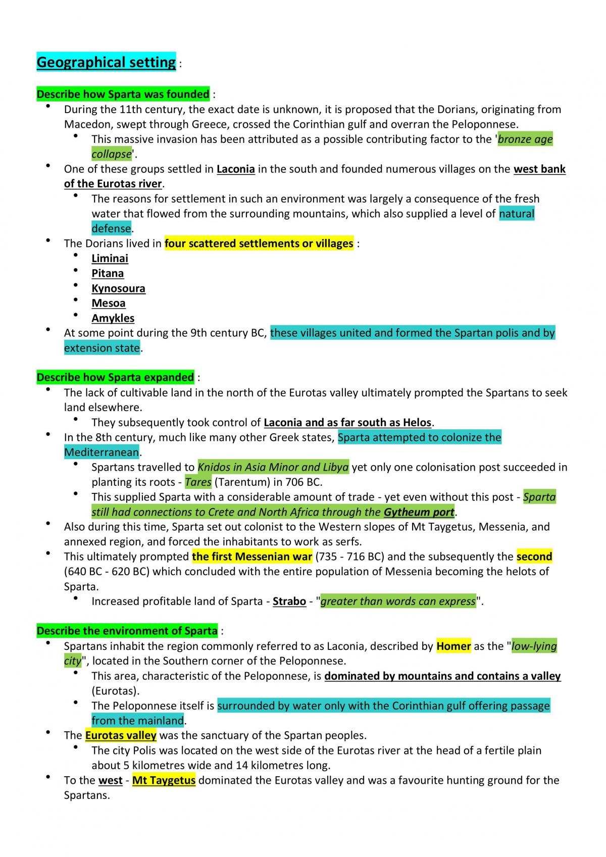 Sparta (Task 2), Ancient History - Year 12 HSC