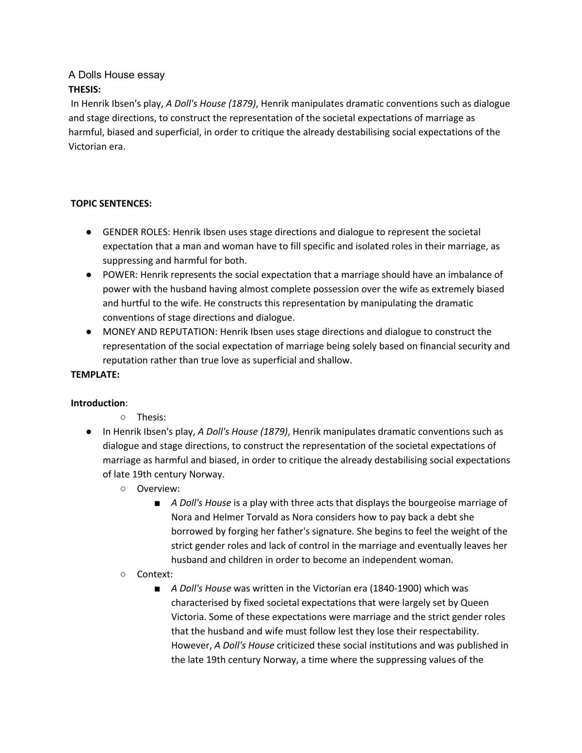 doll's house essay pdf