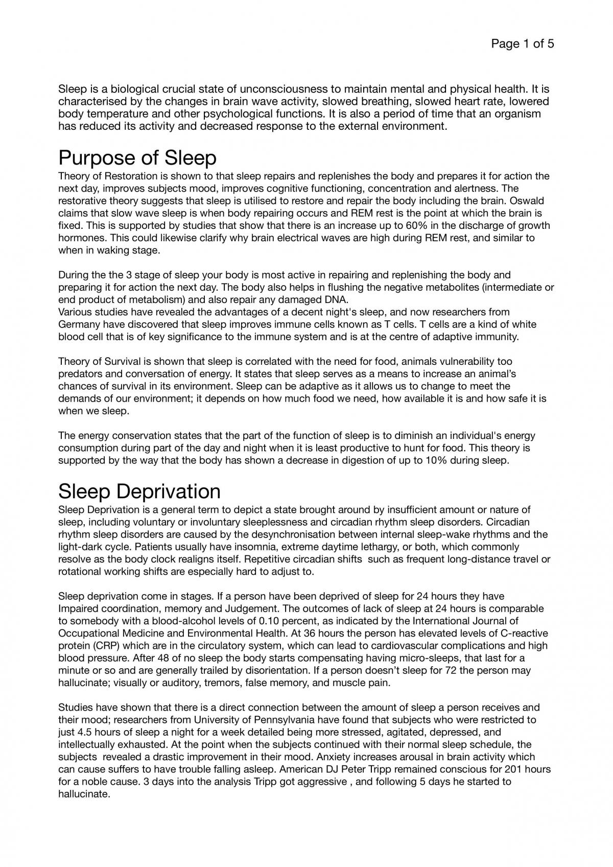write essay on importance of sleep