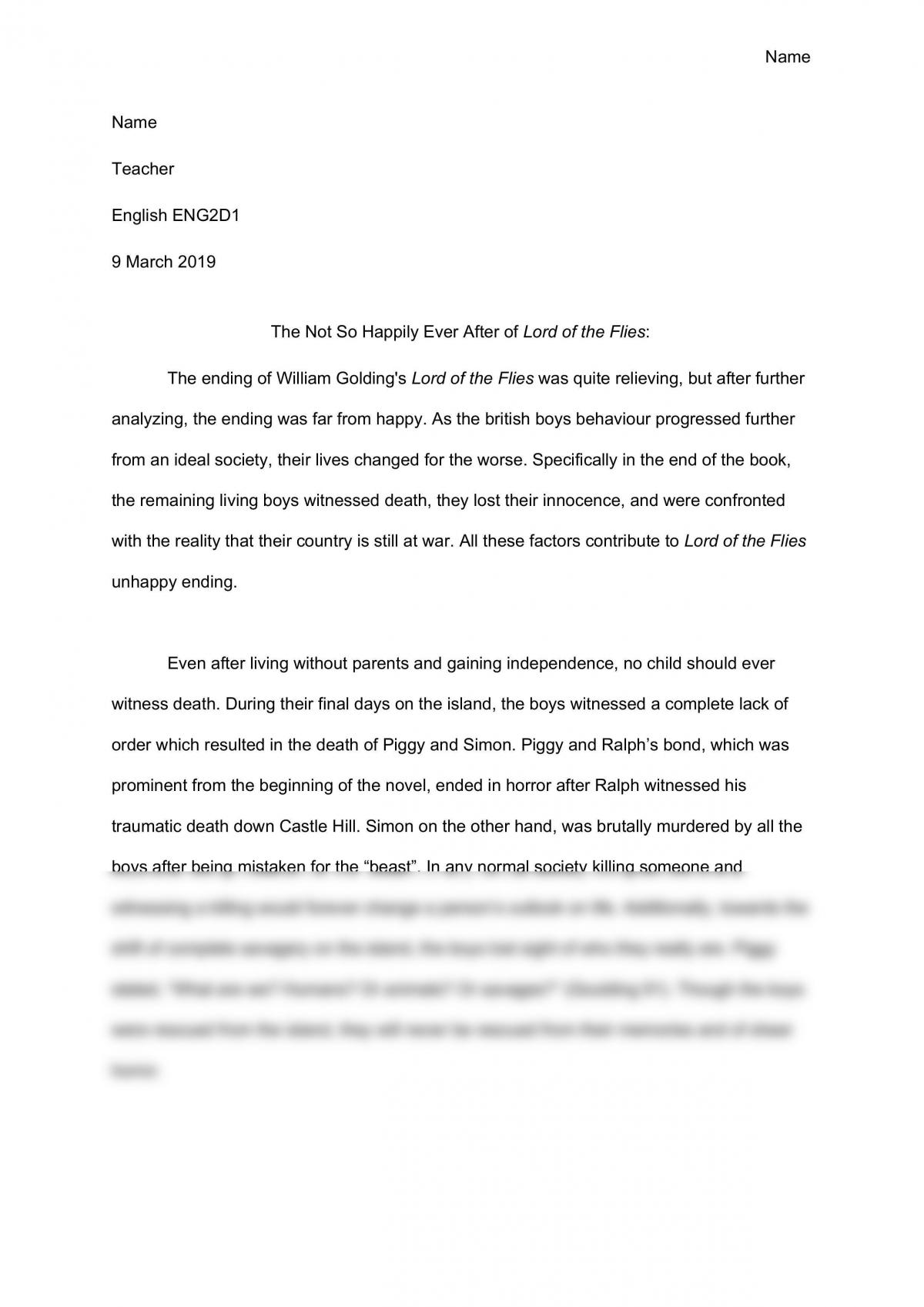 lord of the flies english essay