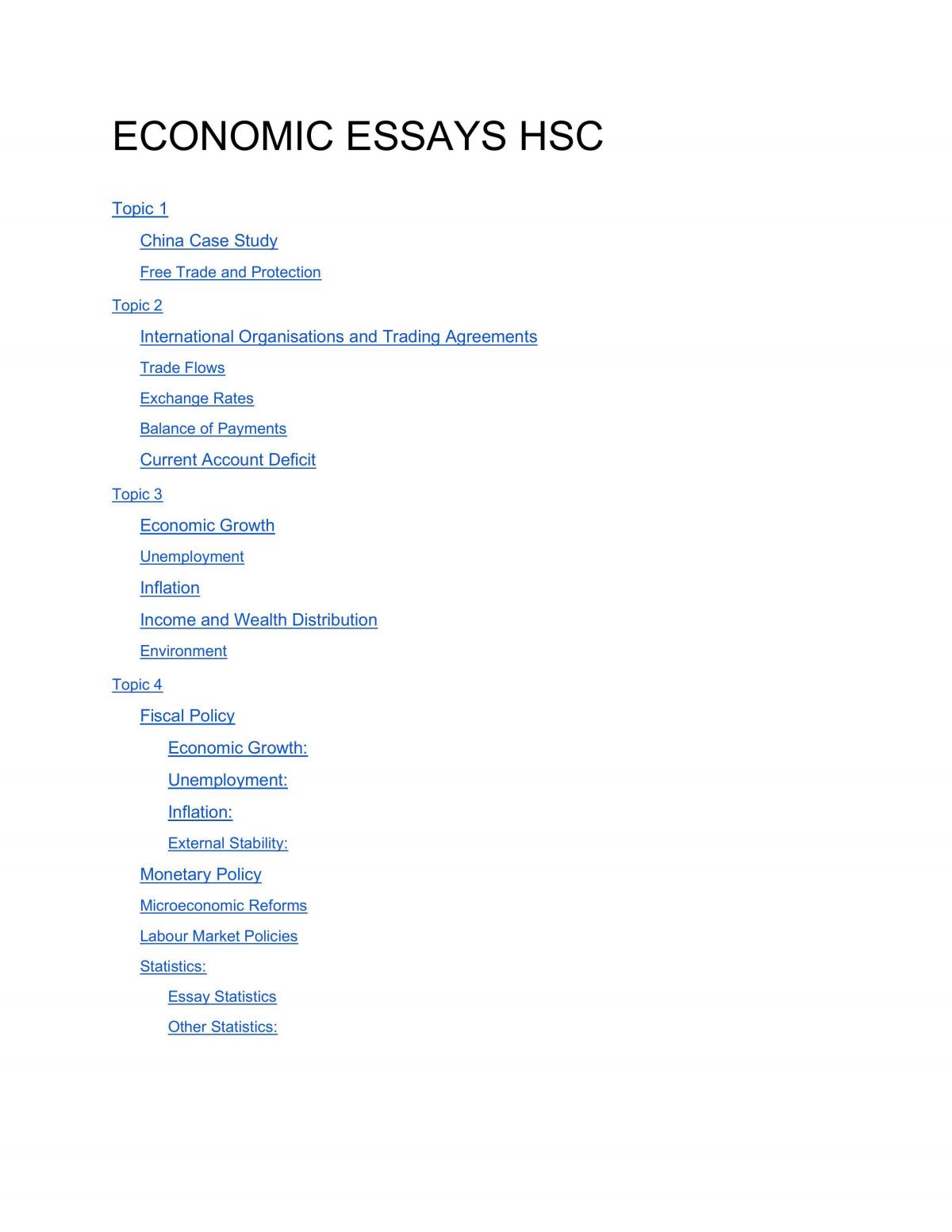 economics essay topics grade 12