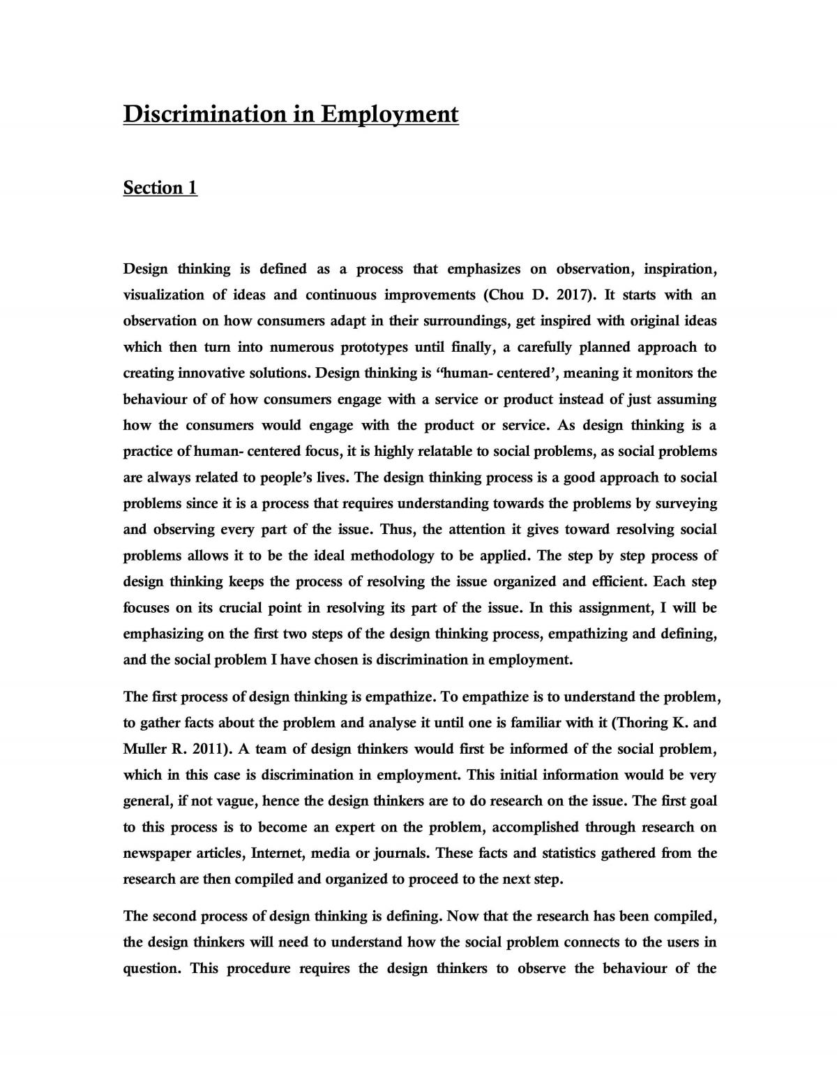 employment law discrimination essay