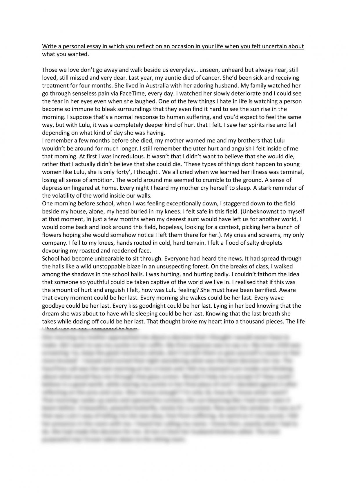 personal essay for higher english