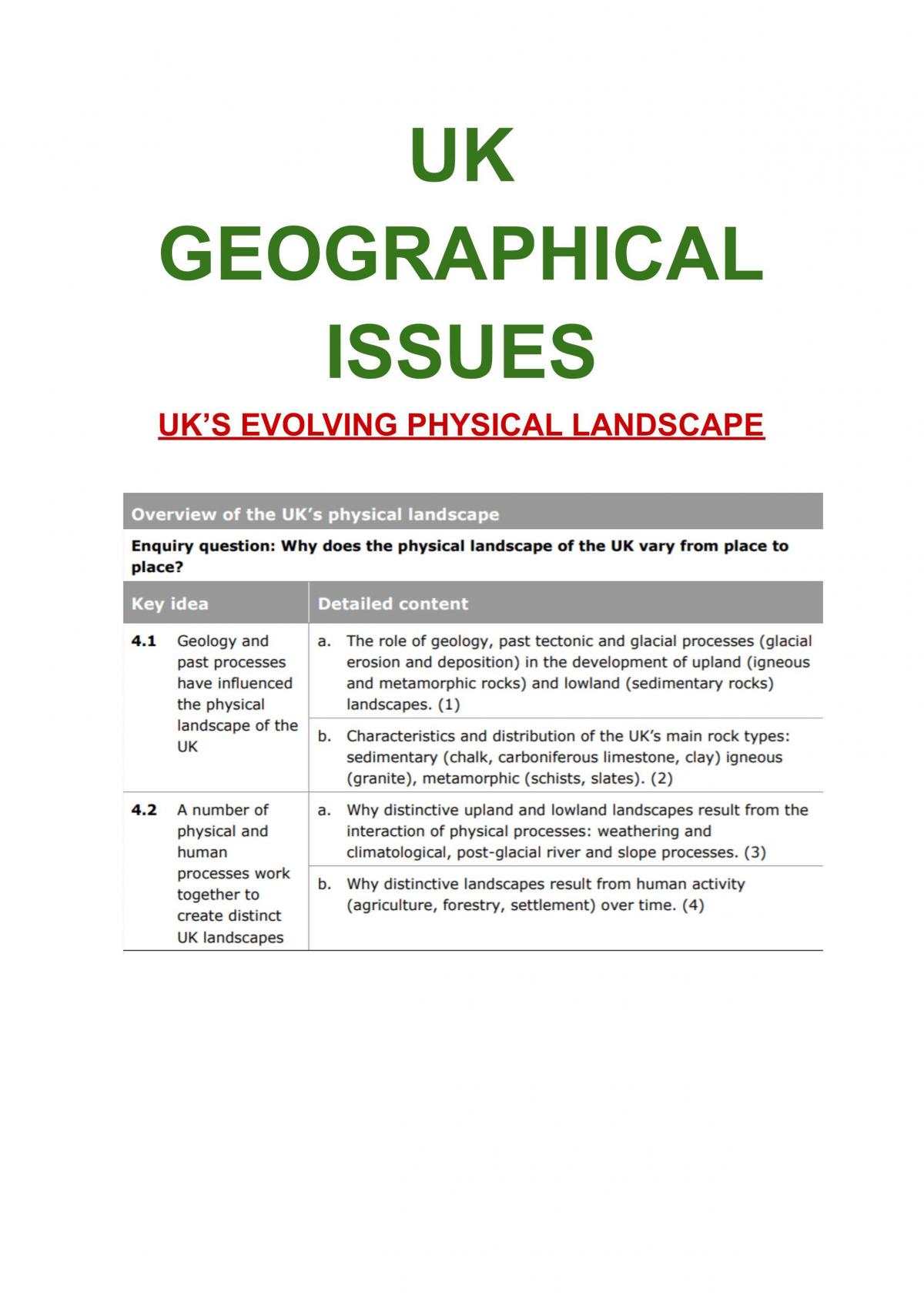 UK Geographical Issues Complete Study Guide Paper 2 Geography B   Docu Id173849 Hsdd 