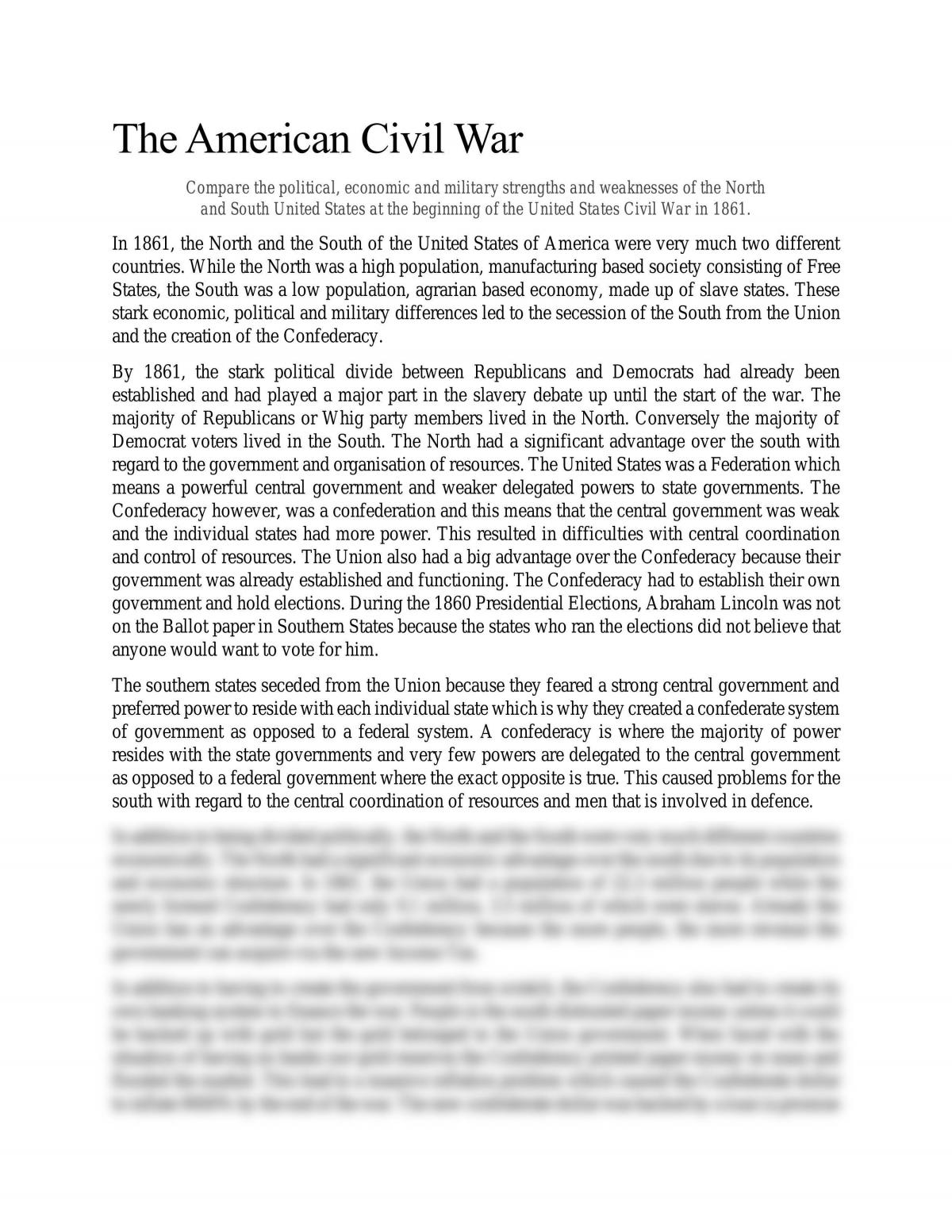 causes of american civil war essay