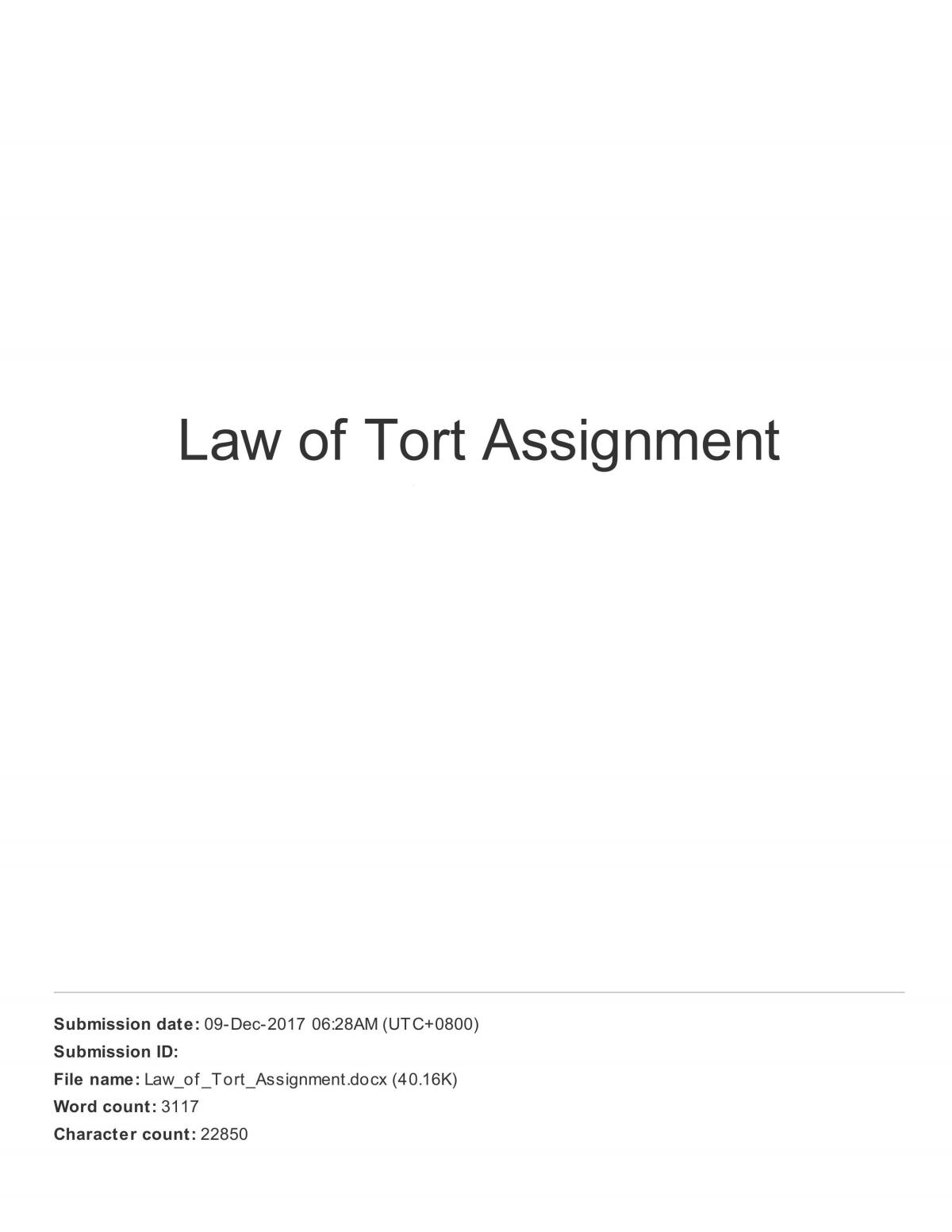 tort law assignment sample