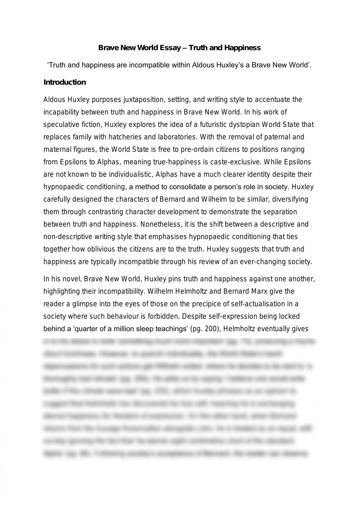 essay about brave new world